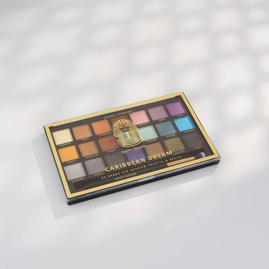 Egyptian Powder Oogschaduw – Caribbean Dream – 21 Kleuren Palette met Kwast - Mat, Glans & Glitter