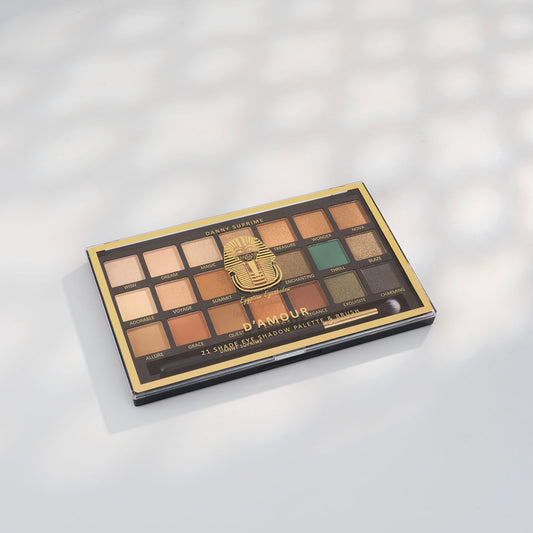 Egyptian Powder Oogschaduw – D'Amour – 21 Kleuren Palette met Kwast - Mat, Glans & Glitter
