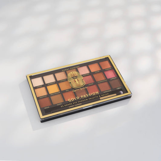 Egyptian Powder Oogschaduw – Gold Passion – 21 Kleuren Palette met Kwast - Mat, Glans & Glitter
